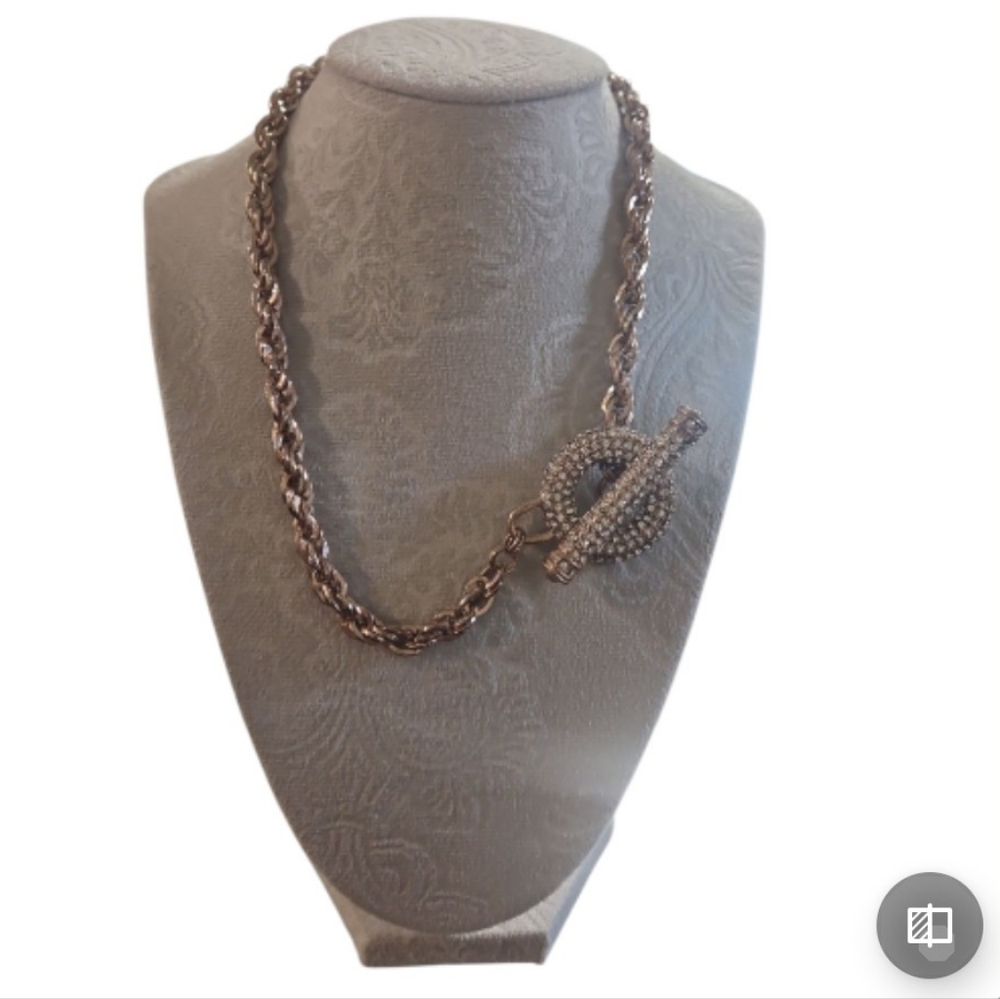 INC Rose Gold Crystan Pave Toggle Necclace